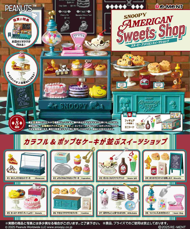 Re-Ment Snoopy American Sweets Shop (Full Set of 8) Peanuts Food | Rement Miniatures