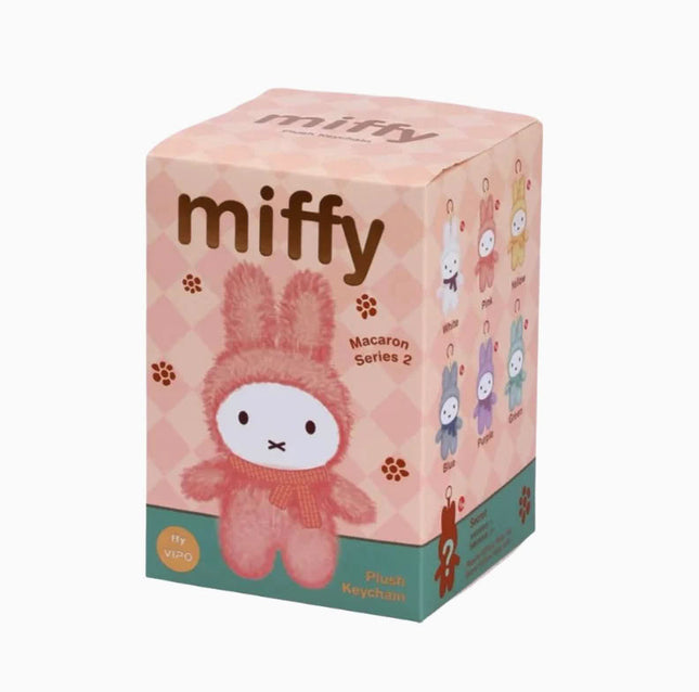 Miffy plush keychain blind box packaging with pink bunny character