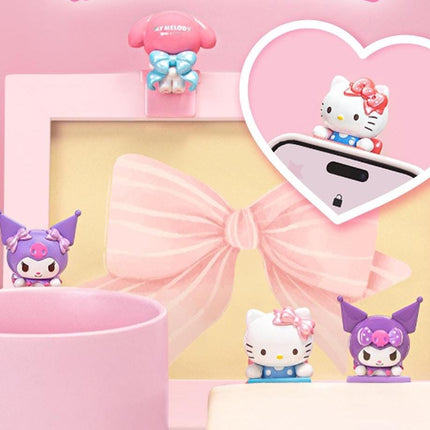 San Flocked Peeking Sanio Phone Hippers - Blind Box (Hello Kitty, Kuromi, My Melody)