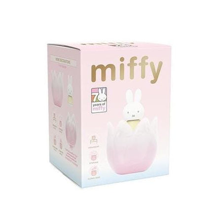 a pink box with a cartoon image of a light bulb in a shell, labeled "miffy".