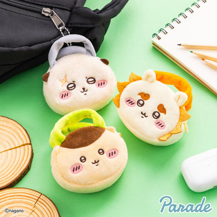 Plush mini tote bags with animal faces, fabric loop handles