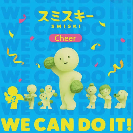 The image is a vibrant and colorful poster featuring a cheerful cartoon character surrounded by a group of smaller figures, all set against a blue background with yellow and pink accents. The text "We CAN DO IT!" is prominently displayed, emphasizing the message of determination and positivity.