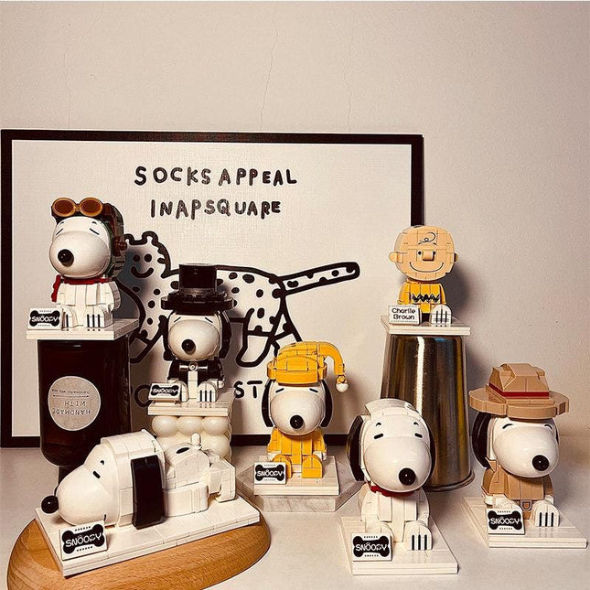 Snoopy Building Blocks | Peanuts Charlie Brown Mini Brick Figures | Pilot Detective Pajama Snoopy Toy | Cute DIY 3D Puzzle Gift
