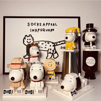 Snoopy Building Blocks | Peanuts Charlie Brown Mini Brick Figures | Pilot Detective Pajama Snoopy Toy | Cute DIY 3D Puzzle Gift