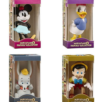 Four boxed Disney character miniature toys with purple tops, Miniature & Package Collection