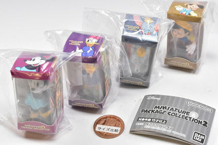 Wrapped miniature character toy figures in clear plastic, with Miniature & Package Collection card