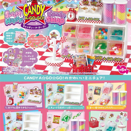 The image is a colorful advertisement for a candy shop, featuring various candy items such as gummy bears, jelly beans, and other sweets. The advertisement includes images of the candy items and descriptions of the products, along with prices and promotional offers.