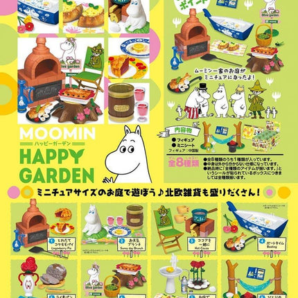 The image is a collage of various Moomin-themed collectible items, including miniature figurines, toys, and other memorabilia. The collage features a variety of Moomin characters and objects, such as a miniature oven, a picnic table, and a garden scene. The collage is visually appealing and showcases the diverse range of Moomin-themed collectibles available.