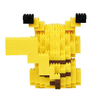 A yellow and black pixelated character resembling Pikachu from the Pokémon franchise, composed of numerous small yellow blocks arranged in a playful and pixelated style.