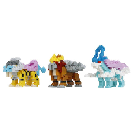 three colorful, pixelated animal figures, including a lion, a tiger, and a dragon, arranged in a row.