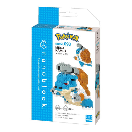The image is a packaging box for a Pokemon-themed building block set called "NPM93 KAMEX". The box features a blue and white color scheme with images of the Pokemon characters.