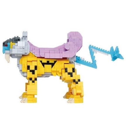 A colorful and detailed 3D model of a Lego or similar building block toy, composed of various shapes and colors.