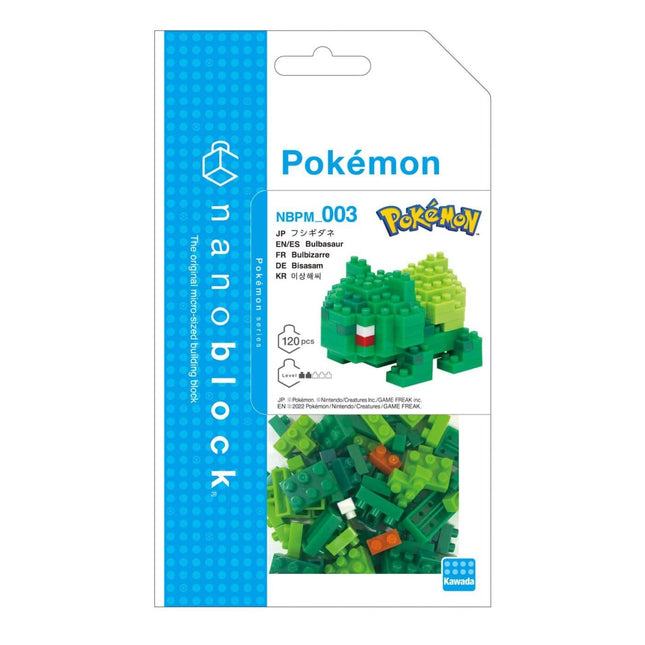 The image is a packaging for a Pokemon-themed building block set called "Pokemon" from the Nintendo franchise. The packaging features a blue and white color scheme with a Pokémon character design.