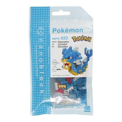 A package of Pokémon-themed building blocks, specifically the Gyarados in the game Pokémon.