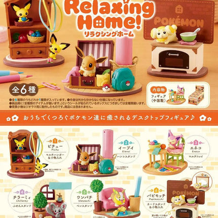 The image is a collection of various Pokemon-themed desktop figurines, including characters like Pikachu, Eevee, and Chlorophyll. The figurines are displayed in different settings, such as a living room, a kitchen, and a bedroom. The figurines are arranged in a way that showcases their unique features and designs, creating a visually appealing and engaging display.
