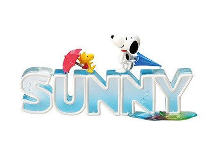 A group of cartoon characters, including Snoopy and Woodstock, are depicted in a playful scene with the word "SUNNY" written in the background.