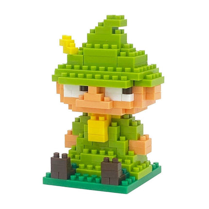 A green and yellow Lego figure of a character wearing a green hat and holding a yellow object.