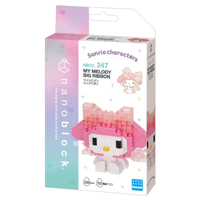 Nano building blocks kit box with My Melody big ribbon character, pink