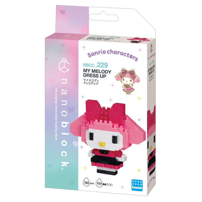 DIY nano building blocks kit box with pink character dress-up model