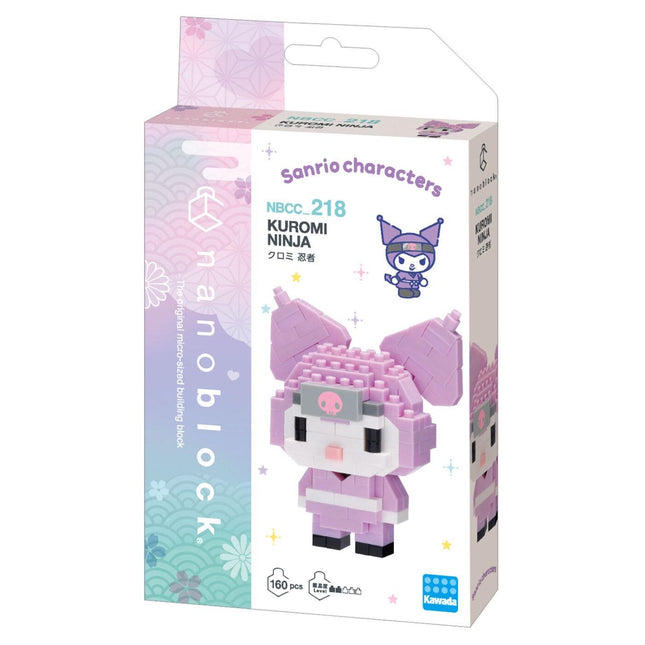 DIY nano building blocks kit box for Kuromi ninja, purple build, 160 pieces