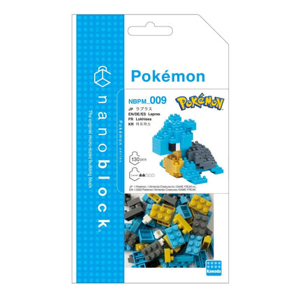 The image is a packaging for a Pokemon-themed microblock set, specifically the Pokemon microblock series. The packaging features a blue and white color scheme with a Pokemon logo and the text "Pokemon" prominently displayed.
