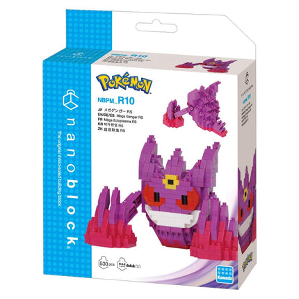 a Pokemon-themed building block set called "Mano Block" with a purple character. The packaging includes a box with the Pokemon logo and a picture of the character.