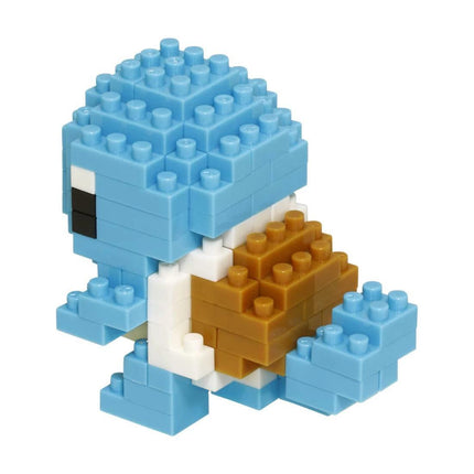 A blue and white Lego minifigure made up of numerous small Lego bricks.
