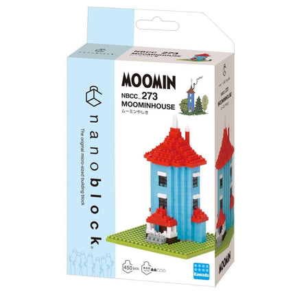 a box containing a Moomin NBBcc 273 Moominhouse building block set.