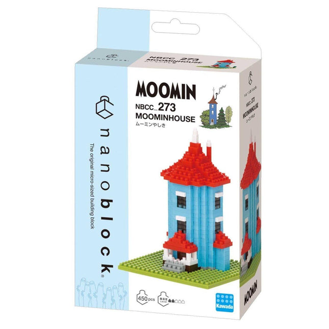 a box containing a Moomin NBBcc 273 Moominhouse building block set.