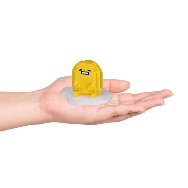 Gudetama yellow nano block figure on white display base