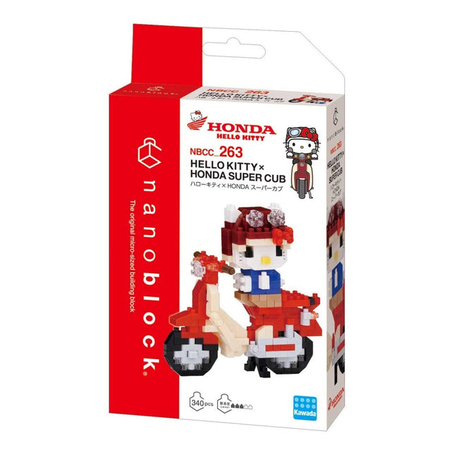 Nano building blocks kit with Hello Kitty and Honda Super Cub motorcycle, boxed set
