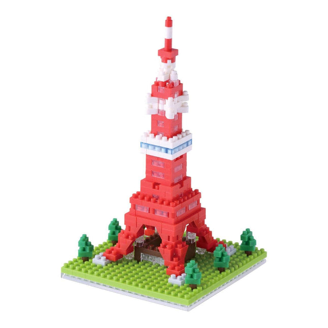 A small, colorful, and intricate model of the Eiffel Tower made of building blocks.