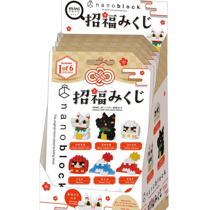 A display box containing a set of six colorful, pixelated character figurines, likely representing various characters from a popular video game franchise.