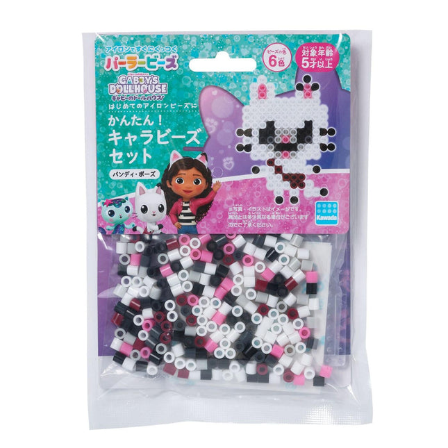 A package of colorful beads in a clear plastic bag, with a cartoon character and text in Japanese.