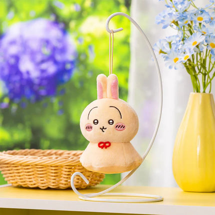 Chiikawa Urayahabouzu plush mascot with hanging loop, round bunny face and pink ears